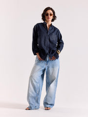 Dark Navy Irish Linen Shirt